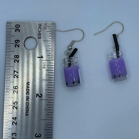 3 for $20 Purple Boba Tea Acrylic Dangle Earrings “You Pick 3” - Picture 3 of 6